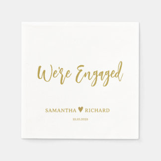 Elegante Gouden Script Verloving Feest Servet
