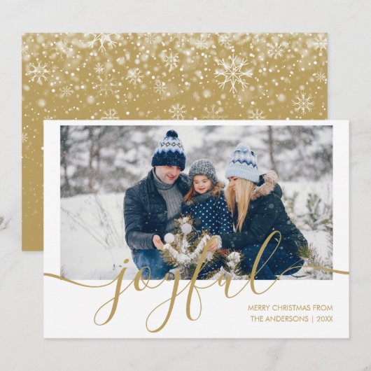Elegante Gouden Script Vrolijke Foto Kerstmis Feestdagenkaart (Voorkant / Achterkant)