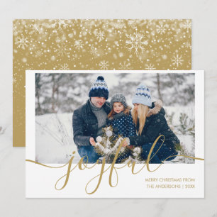 Elegante Gouden Script Vrolijke Foto Kerstmis Feestdagenkaart