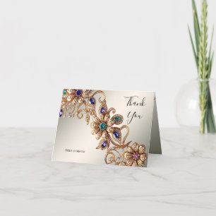 Elegante gouden sieraden bloemen dank je kaart