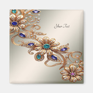 Elegante Gouden Sierbloemen Magneet