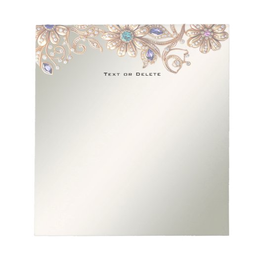 Elegante Gouden Sierbloemen Notitieblok (Voorkant)
