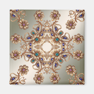 Elegante gouden sierbloemenmagneet magneet