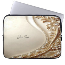 Elegante Gouden Sierlijke Bloem Laptop Hoes