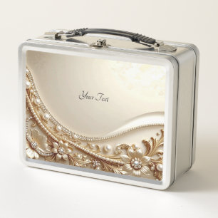 Elegante gouden sierlijke bloem lunchbox