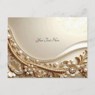 Elegante gouden sierlijke bloemen ansichtkaart briefkaart