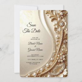Elegante Gouden Sierlijke Bloemrijke Bewaar De Dat Save The Date