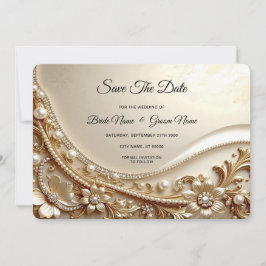Elegante Gouden Sierlijke Bloemrijke Bewaar De Dat Save The Date
