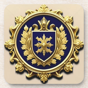 Elegante Gouden Sierlijke Kam met Schild Bier Onderzetter