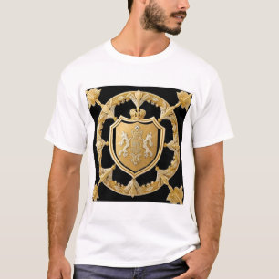 Elegante gouden sierlijke kam met schild t-shirt