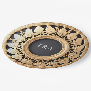 Elegante gouden sierlijst met bloemendetail papieren bordje