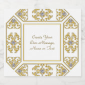 Elegante gouden sierrand met diamanten accent sparkling wijnetiket (Enkel label)