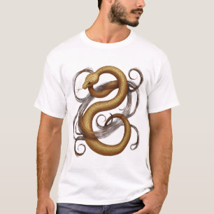 Elegante Gouden Slang Artistieke Grafische T-Shirt