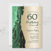 Elegante gouden smaragdgroene agaat 60e verjaardag kaart (Voorkant)