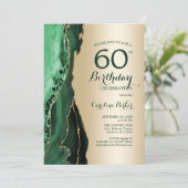 Elegante gouden smaragdgroene agaat 60e verjaardag kaart (Staand voorkant)