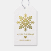 Elegante gouden sneeuwvlok Vrolijk Kerstfeest Cadeaulabel (Voorkant)