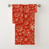 Elegante Gouden Sneeuwvlokken Lava Rood Kerstmis Bad Handdoek (Insitu)