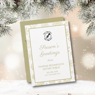 Elegante Gouden Sneeuwvlokken Zakelijk Logo Notari Briefkaart