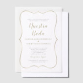 Elegante gouden Spaanse Nuestra Boda bruiloft Vellum Uitnodigingen (Offset)