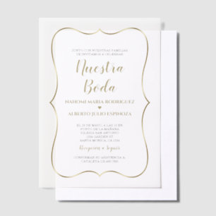 Elegante gouden Spaanse Nuestra Boda bruiloft Vellum Uitnodigingen