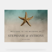 Elegante gouden Starfish Beach-thema bruiloft Acryl Bord (Voorkant)