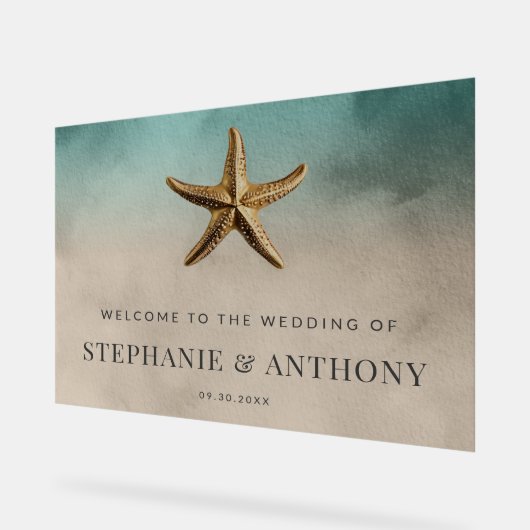 Elegante gouden Starfish Beach-thema bruiloft Acryl Bord (Hoek)