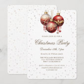 Elegante gouden sterren rode kerstversiering kerst kaart (Voorkant / Achterkant)