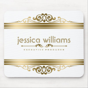 Elegante gouden strepen bloemenaccenten muismat