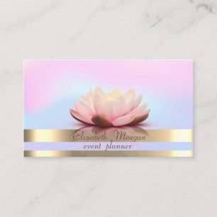 Elegante Gouden Strepen Holografische Lotus Visitekaartje