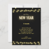 Elegante gouden string lichten NYE Viering Feestdagenkaart (Voorkant)