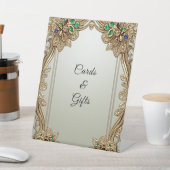 Elegante gouden tafelblad borden reclamebord met voetstuk (Insitu)