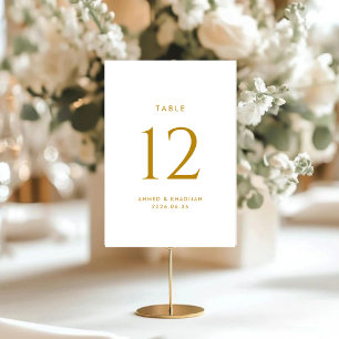 Elegante gouden tafelnummerkaart kaart