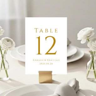Elegante gouden tafelnummerkaart kaart