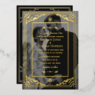 Elegante gouden tarot Kaart bruiloft foto uitnodig