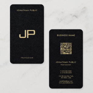 Elegante gouden tekst QR Code Luxe Premium Zwart Visitekaartje