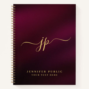 Elegante gouden tekst typografie eerste monogram notitieboek