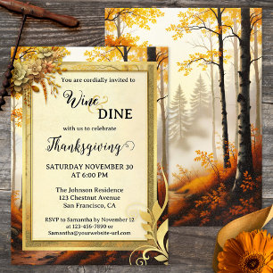 Elegante gouden Thanksgiving Dinner Party Kaart