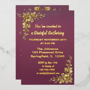 Elegante gouden Thanksgiving Folie Invita Uitnodiging