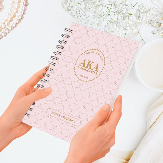 Elegante gouden trellis Custom Business Monogram Notitieboek