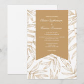 Elegante gouden tropische bruiloft uitnodiging (Voorkant / Achterkant)