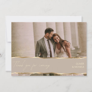 Elegante gouden trouwfoto Dank u kaarten