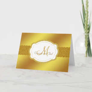 Elegante gouden trouwmonogram dankkaart bedankkaart