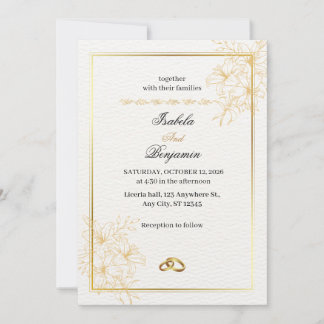 Elegante gouden trouwuitnodiging kaart