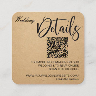 Elegante gouden trouwwebsite QR-code RSVP-insteekk Informatiekaartje