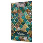 Elegante gouden turquoise groene girly zeemeermin klembord (Links)