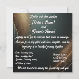 Elegante gouden turquoise trouwuitnodiging kaart