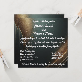 Elegante gouden turquoise trouwuitnodiging kaart