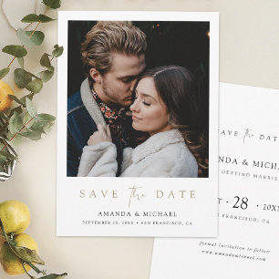 Elegante gouden typografie Foto Save the Date Kaar