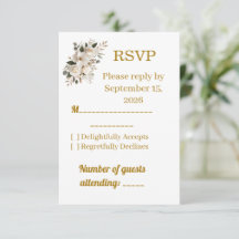 Elegante gouden typografie trouw-RSVP-antwoordkaar