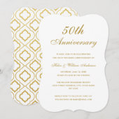 Elegante gouden uitnodiging voor 50ste huwelijksju (Voorkant / Achterkant)